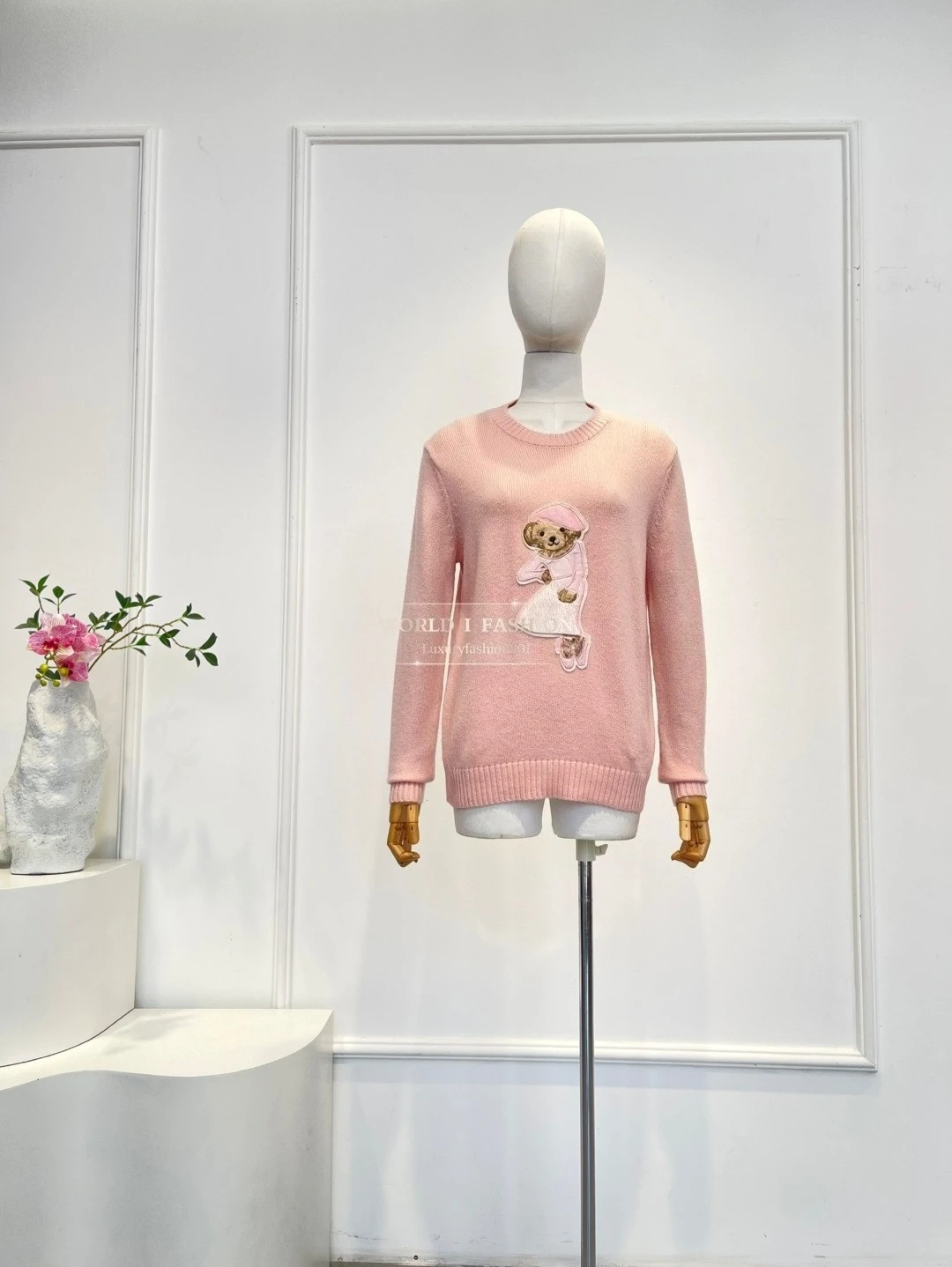 

Высококачественный женский розовый/белый/темно-синий свитер с длинными рукавами и принтом медведя, пуловер, топы, новинка 202, осень-зима