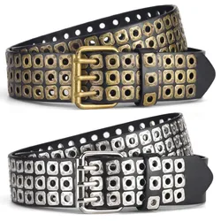 Innovative Fashion Square Beads, Willow Nails, Three Exhaust Eyes, Punk Street Cool, Personalized Men's and Women's Belts
