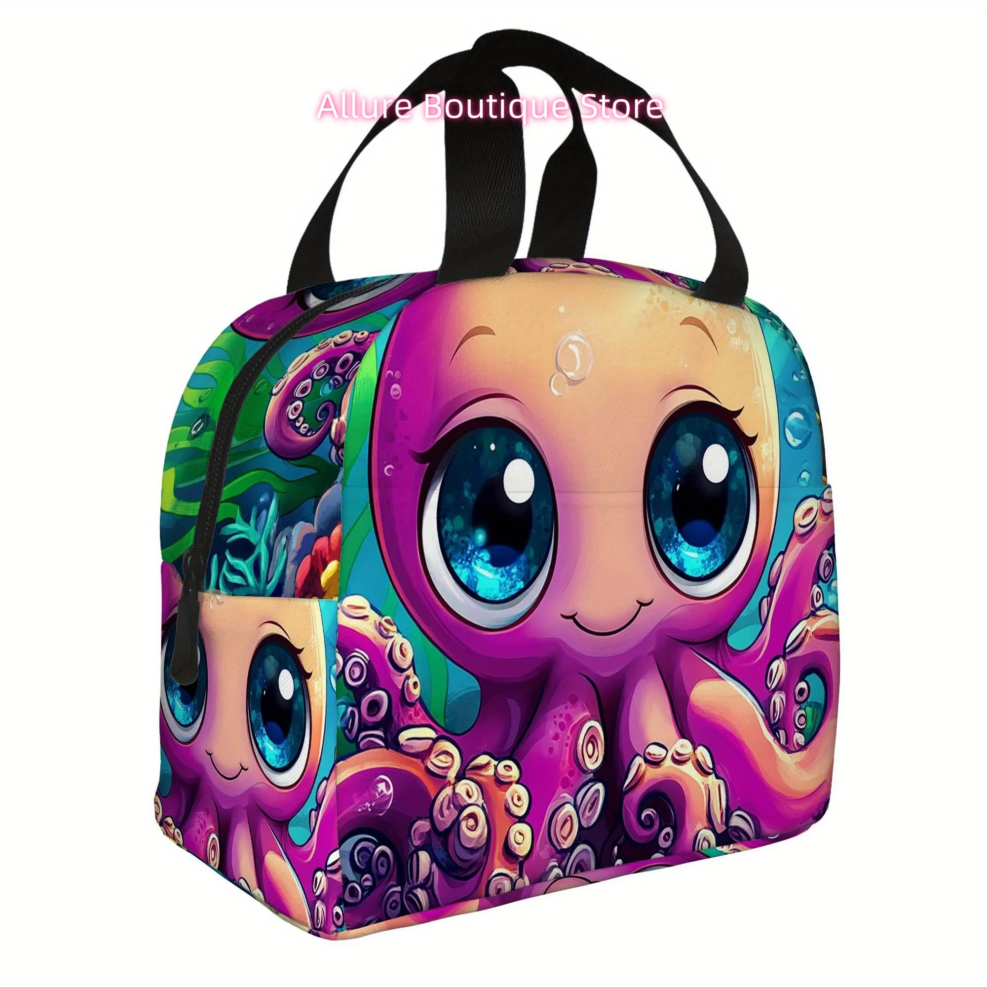1pc, Cute Octopus Underwater Scene Printed Thermal Bag, Insulated Bag, Not for Food Contact, Suitable for Home, Restaurant, Offi