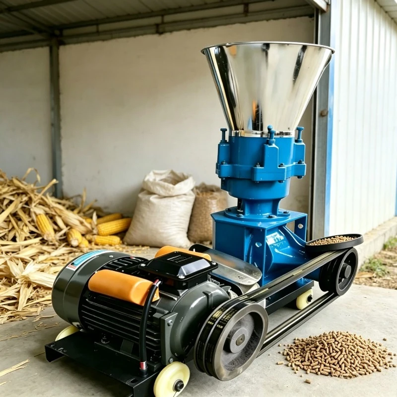 Small Belt‑Pulley Feed Pellet Mill 220V Wet Dry Use Corn Straw Forage Grinder Household Livestock PoultryFarmProcessingEquipment