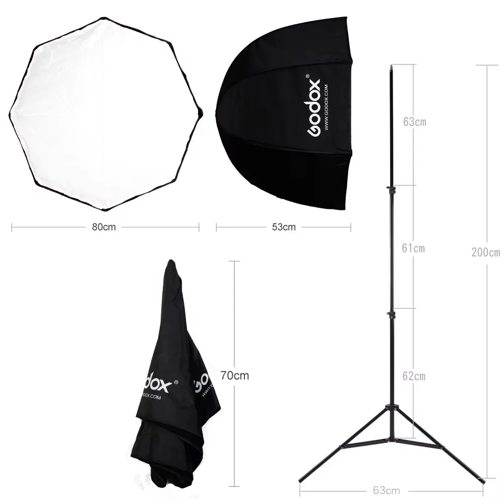 Godox 80cm Octagon Umbrella Softbox Light stand umbrella Hot Shoe Bracket Kit for Canon Nikon Godox Yongnuo Flash Speedlight