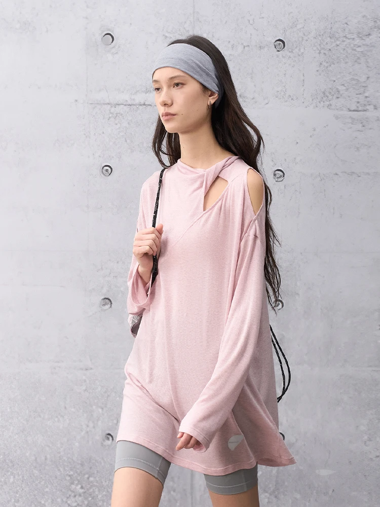 

Lycra Wool Blend Loose Casual oulder T-irt Women's Spor Spring Faion f round ape Ladies Top Comfortable Fit