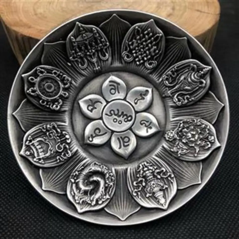 Six-syllable mantra lotus Dish Plate Statue for Tea Home Decor Ornaments