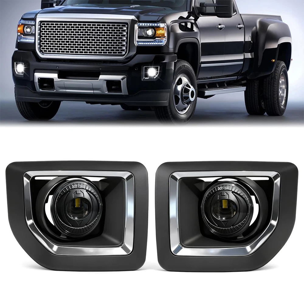 

LED Fog Lights for GMC Sierra 2500HD/ 3500HD 2015-2019 Bumper Driving LED Fog Lamp Assembly Replacement Fog Light Kit ﻿