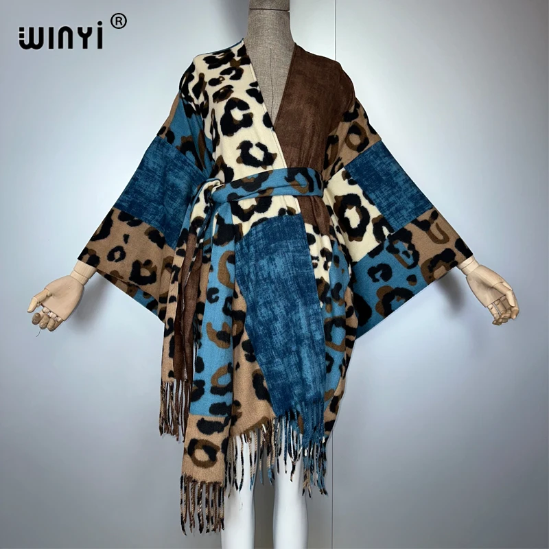 

WINYI Autumn cardigan Africa muslim women clothes maxi coat abaya poncho for women cape loose dress with belt holiday kaftan