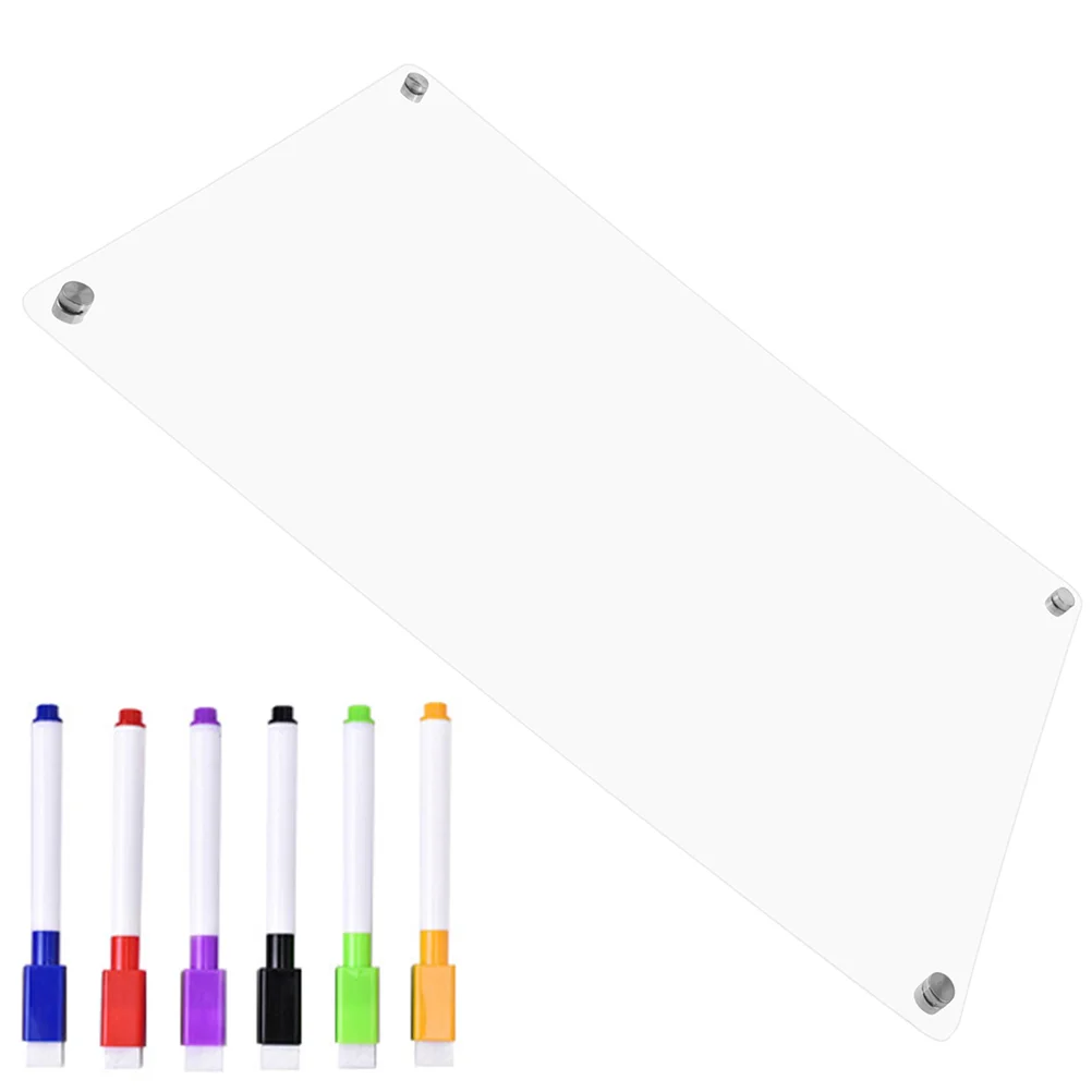 Papan hapus kering bening kulkas akrilik untuk kulkas kalender magnetik alas gantung Daftar Belanja transparan putih
