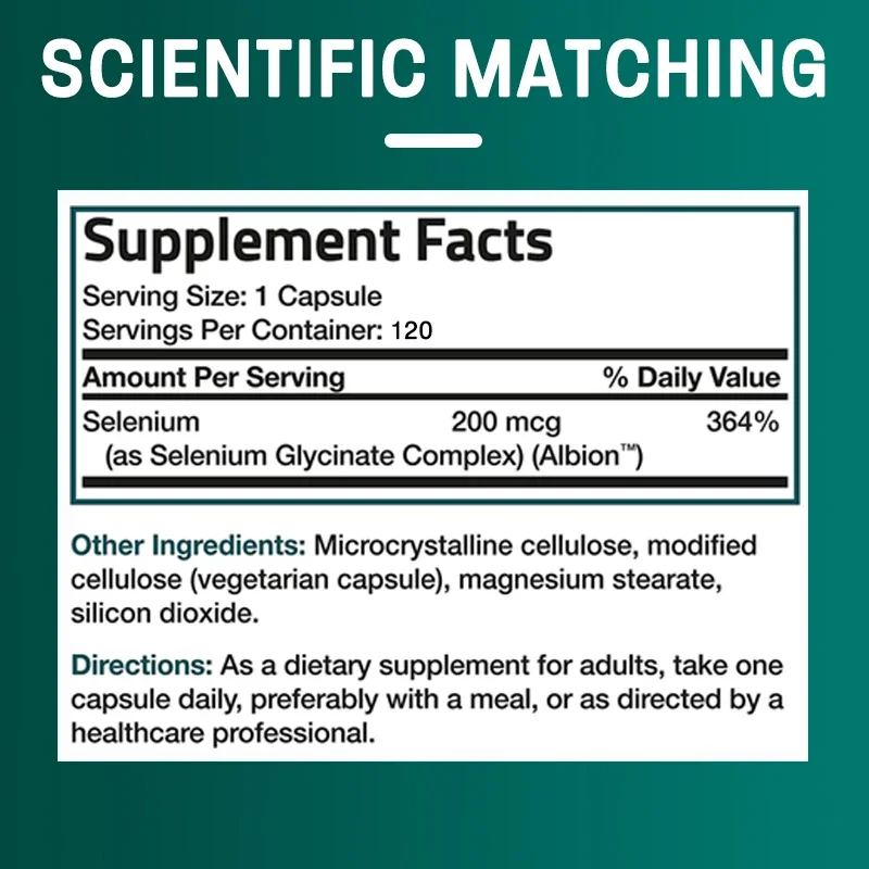 Selenium Supplement - Chelated Amino Acid Complex - High Absorption, Antioxidant, Enhances Immune Function, Thyroid Support