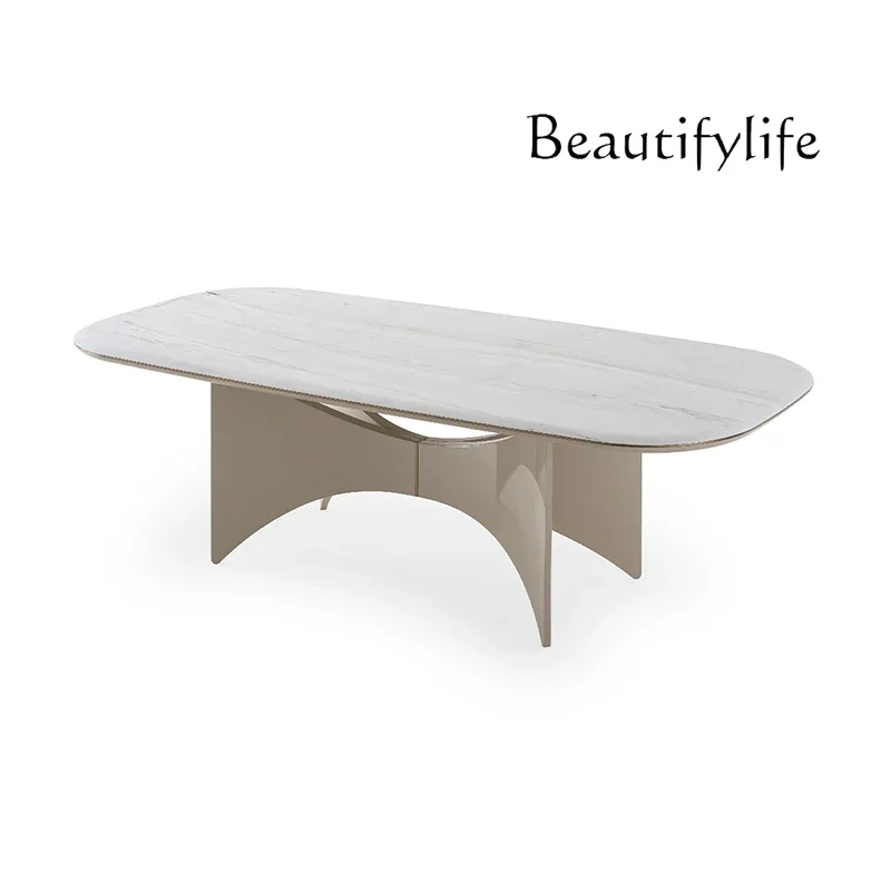 XX Marble Dining Table Solid Wood Multi-layer Stainless Steel Decorative Design Dining Table Chair Home Western Dining Table