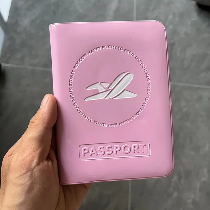 Travel Accessories Airplane Waterproof Passport Holder for Women Pink 3D Design PVC Travel Passport Holder