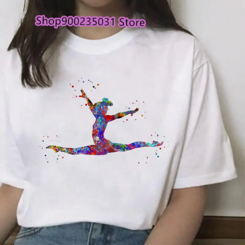 Gymnastics Printed Women T Shirt Summer T-shirts Artistic Gymnastics Short Sleeve Femme Casual Tshirt Women Tops dropship