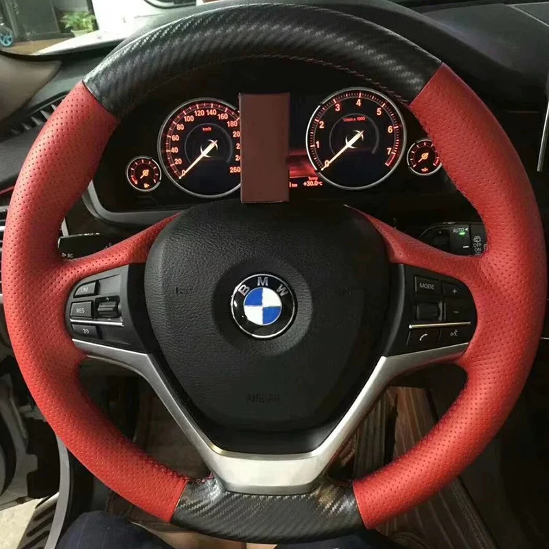 

Сшитый вручную чехол на руль из углеродного волокна из натуральной кожи для BMW F20 F21 F22 F23 F30 F31 F34