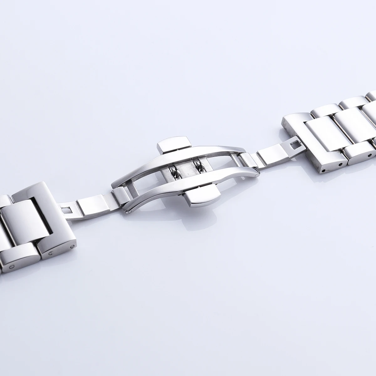 

18Mm Stainless Steel Watch Strap Durable Solid Metal Polished Seamless Welding Ergonomic Wristband Replacement