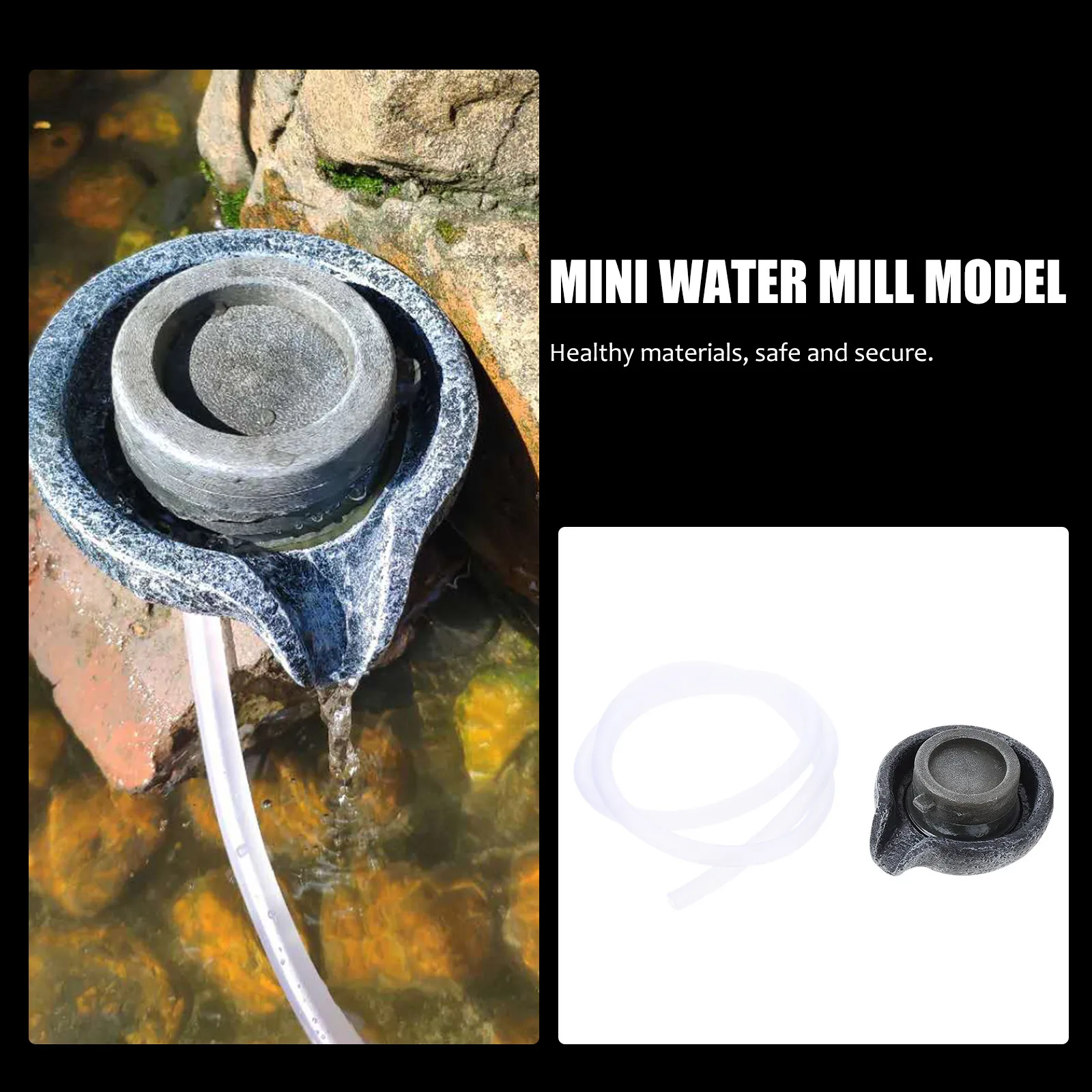 1Set Simulation Stone Mill Delicate Design Home Decor Fine Craftsmanship Micro Photography Prop Mini Water Mill Model