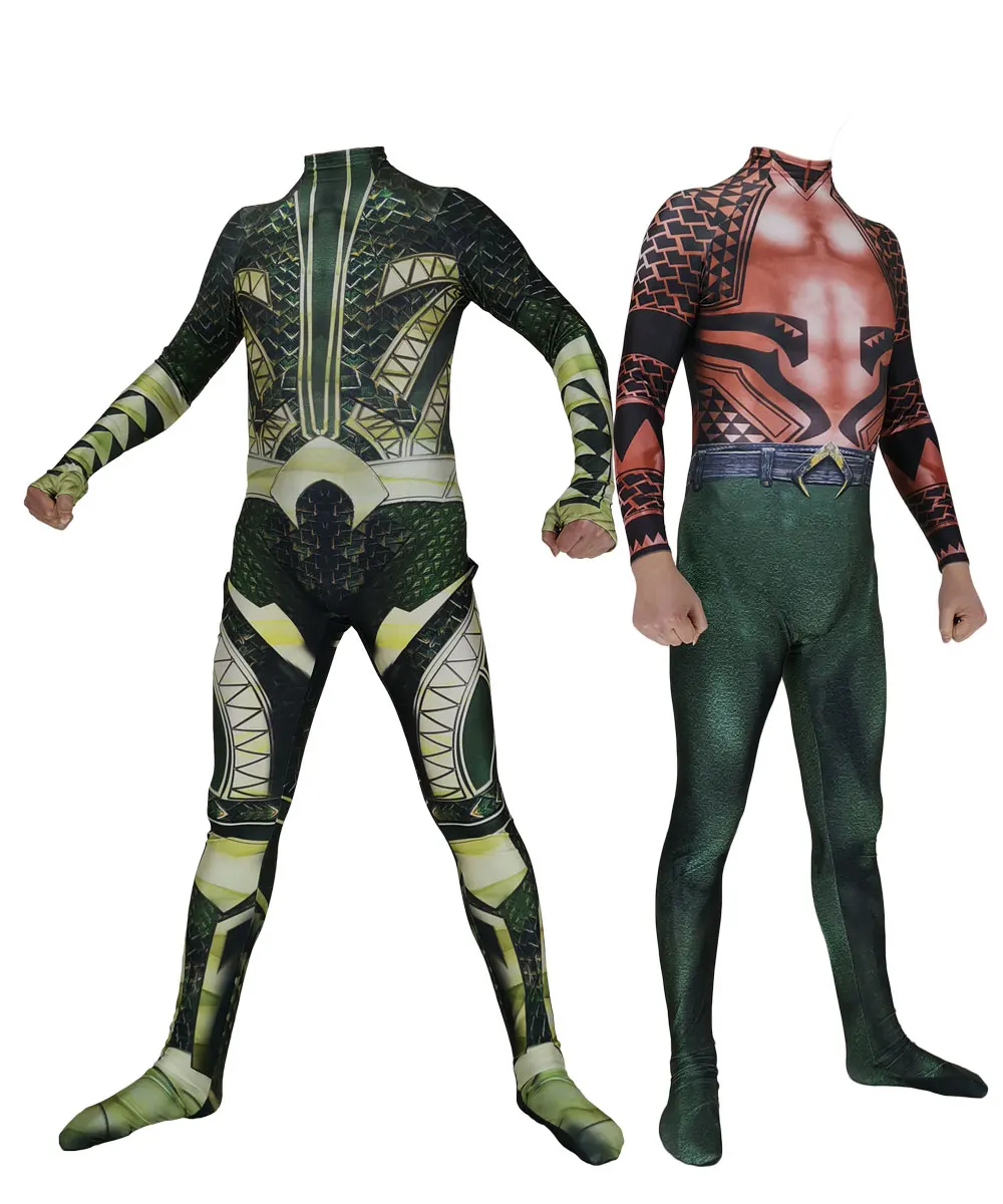 Halloween Movie Aquaman Mera Cosplay Costume Superhero Arthur Curry Orin Zentai Bodysuit Suit Jumpsuits for Adult