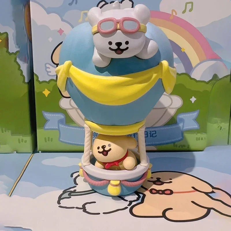 Maltês diário de viagem série caixa cega caixa surpresa linha cão anime figuras ação bonito boneca mesa coletar modelo ornamento presente