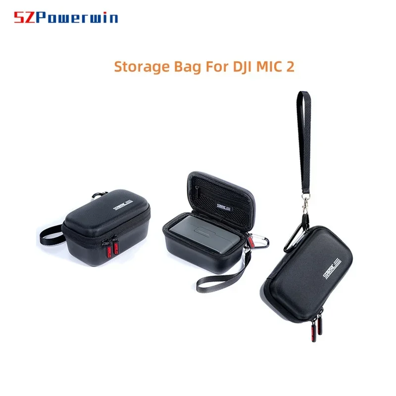 Bolsa de almacenamiento de accesorios para micrófono inalámbrico DJI MIC 2, caja impermeable de PU, Estuche de transporte de viaje portátil con cuerda de mano