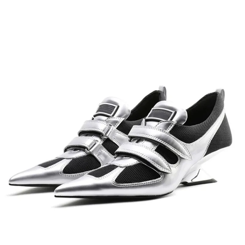 

Designer Wedge Heel Women's Shoes Fashion Pointed Toe Pumps and Heels Black Sporty Street Style Mary Jane Shoes Zapatos De Mujer
