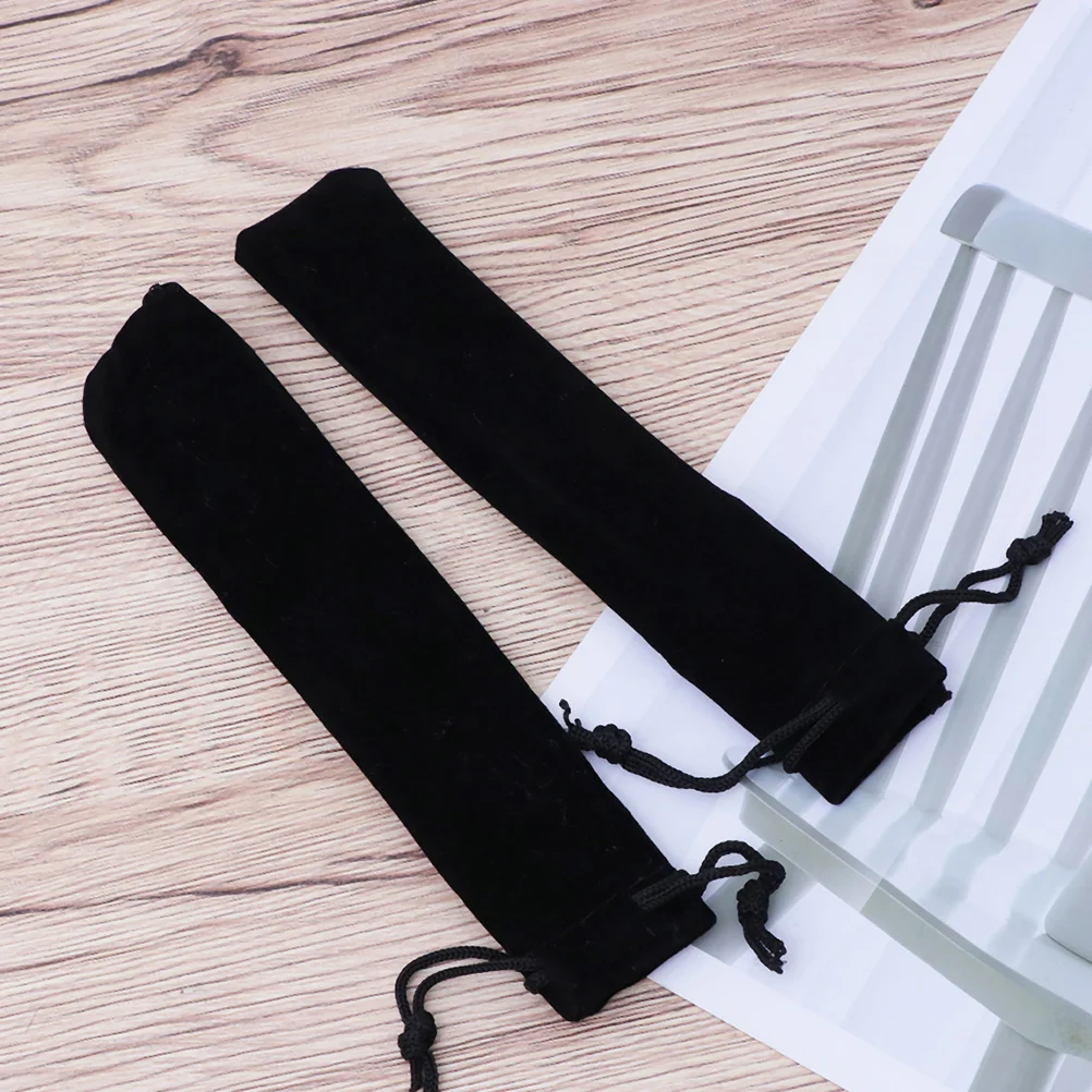 

5 Pcs Velvet Pencil Case Flannelette Wrapping Bag Soft Pouch Single Holder Touch Black for Notebook