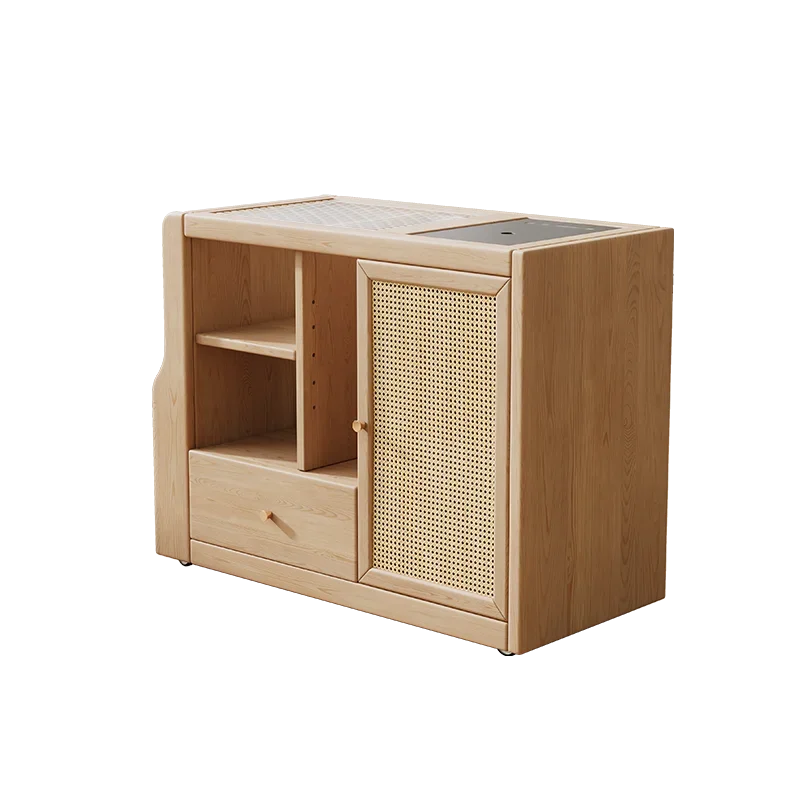 One forest and half houses Nordic solid wood movable tea cabinet household simple multifunctional tea table kettle integrated