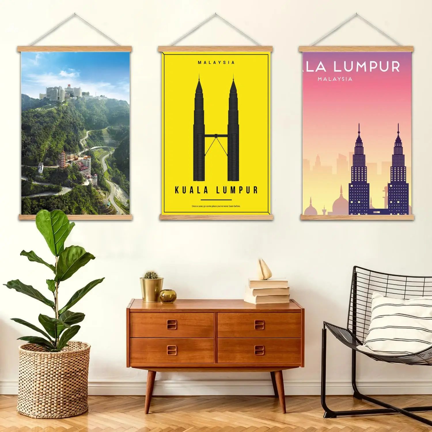 kuala lumpur Framed Wall Painting Canvas Art Poster, Wall Art  Modern Family Bedroom Decor Posters,Decorative painting