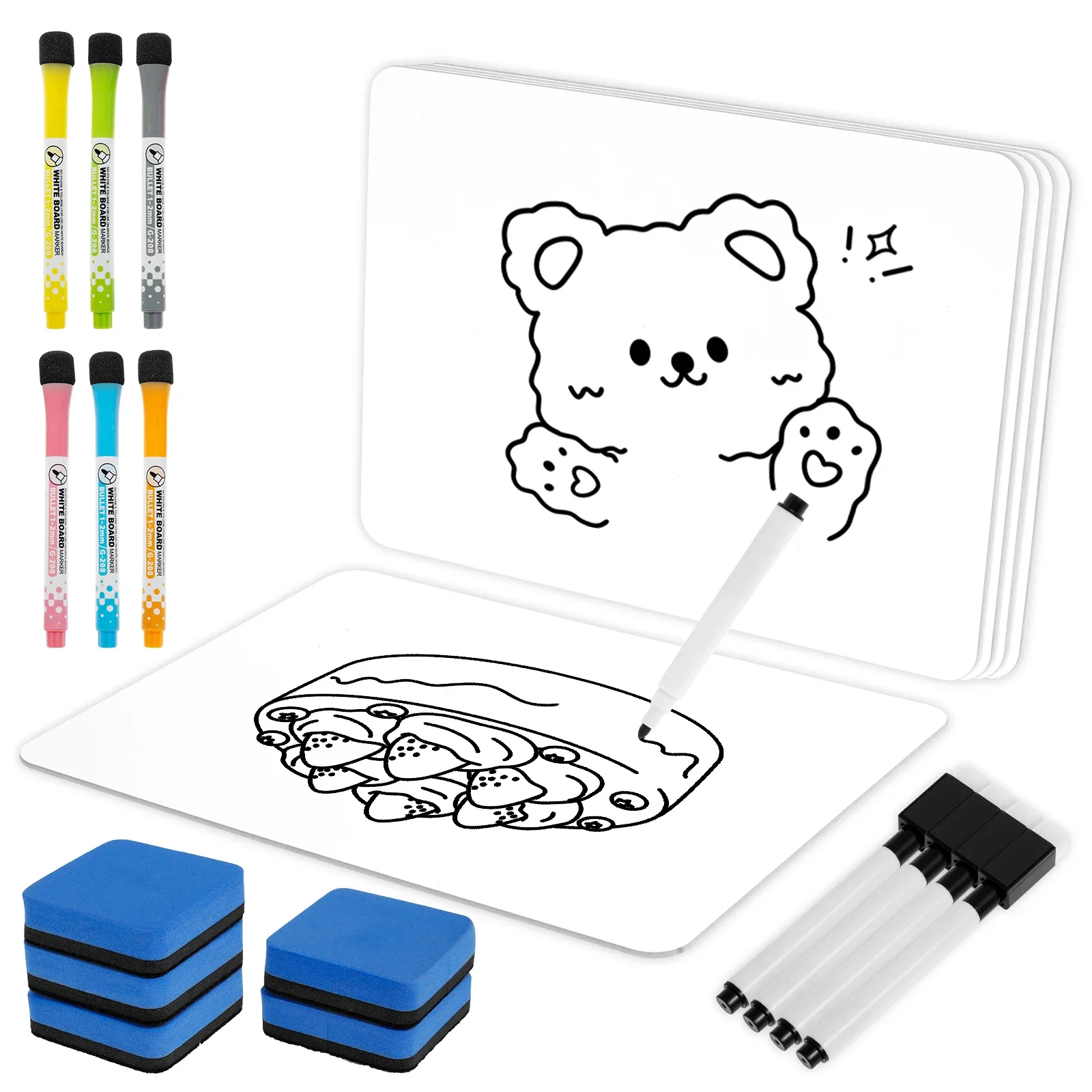 

Mini Dry Erase Board Long Lasting Density Board DIY Double Sided Small White Board with Marker and Eraser for School Office Game