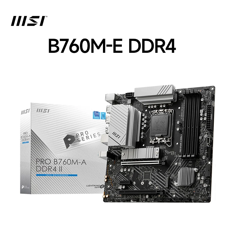 اللوحة الأم MSI PRO B760M-E DDR4 Intel B760 لـ Ryzen AMD Series CPU DDR4 64GB PCI-E 4.0 16X SATA3.0 M.2 Micro-ATX