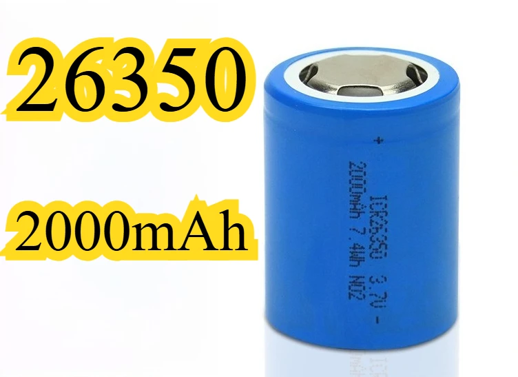 26350 Lithium Battery 3.7v2000mAh Cylindrical Battery Suitable for Portable Projectors Neck Instruments Smart Bracelets