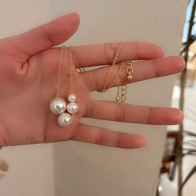 2022 Trend Wedding Party Jewelry Vintage Pearl Choker Necklace For Women Elegant White Imitation Mixsize Pearl Necklaces X0120