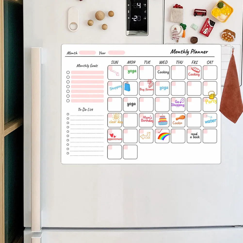 

1Set Magnetic Planning Board Erasable Writing Surface Fridge Schedule Organizer Dry Erase Message Board