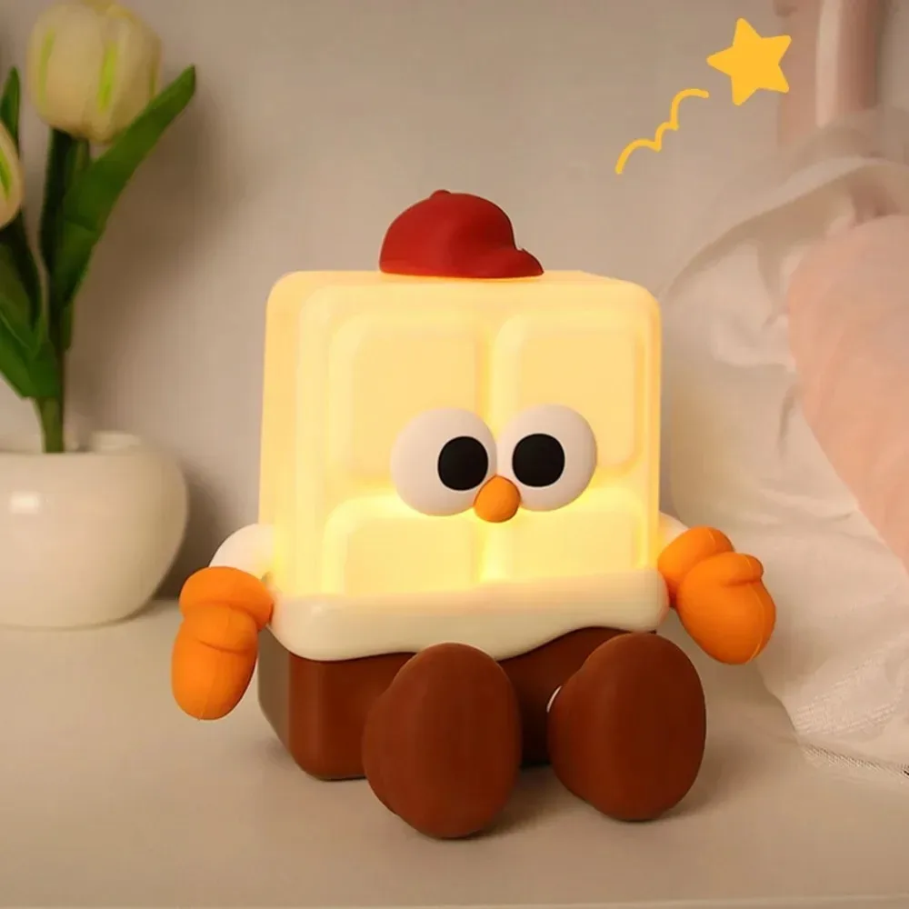 

Cartoon Chocolate Night Light Cute Room Decorative Light Three Gear Dimming With Phone Holder For Home Decoration Birthday Gifts