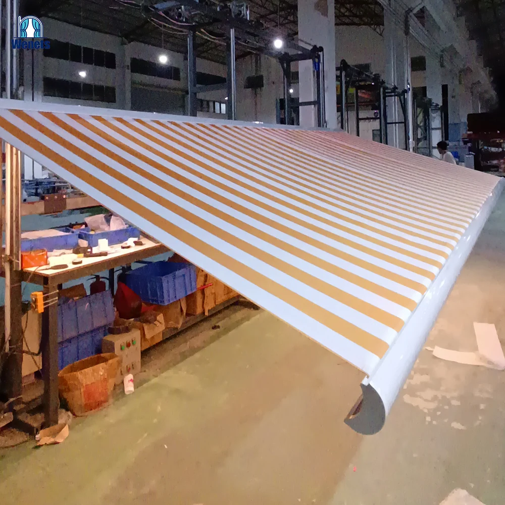 Electric Retractable Awning, Aluminum Alloy Full Cassette Folding Arm Awning, Motorized Patio Awning, Anti-UV Outdoor Sunshade