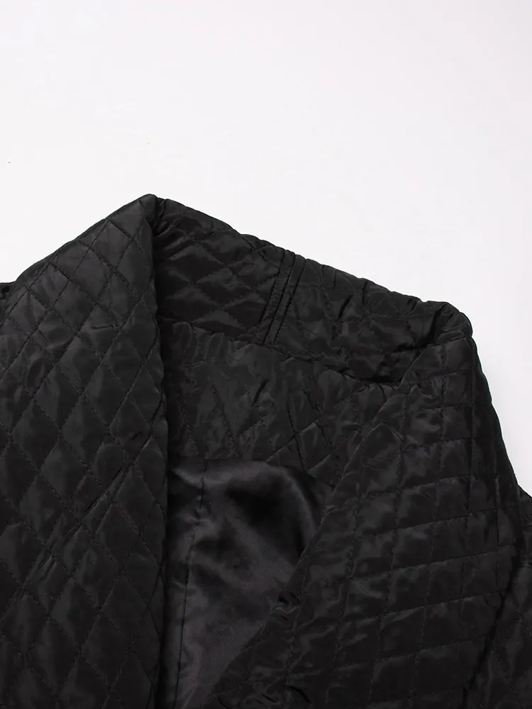 ECR Patchwork Button Temperament Coats For Women Lapel Long Sleeve High Waist Minimalist Loose Casual Parkas Female Fashion New