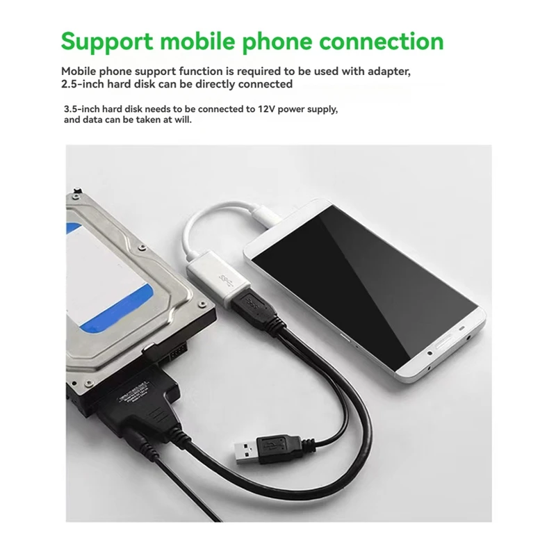 كابل محول SATA إلى USB 3.0 لمحركات أقراص SSD/HDD مقاس 2.5 بوصة، يدعم سرعة تصل إلى 5 جيجابت في الثانية