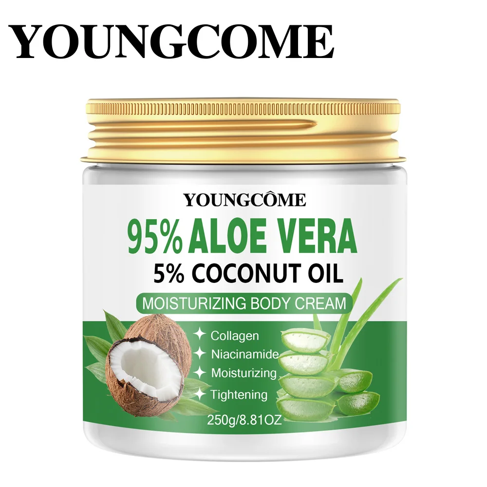 Aloe Vera aceite de coco Natural orgánico Premium prensado en frío reparación cuidado de la piel seca masaje corporal crema hidratante ﻿