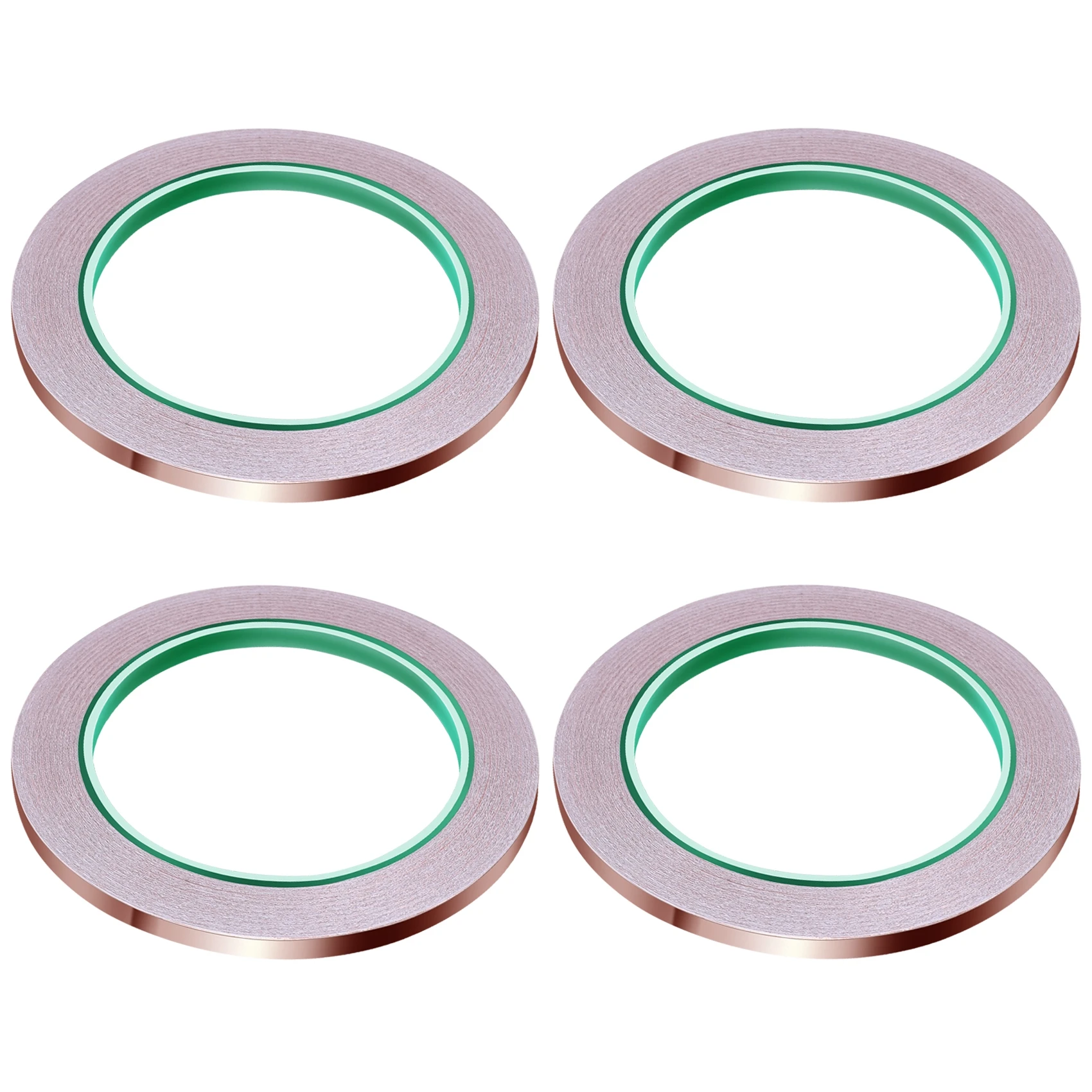 

AB08-Copper Foil Tape With Double-Sided Conductive - EMI Shielding,Stained Glass,Soldering,Electrical Repairs,0.25 Inch,4Pcs