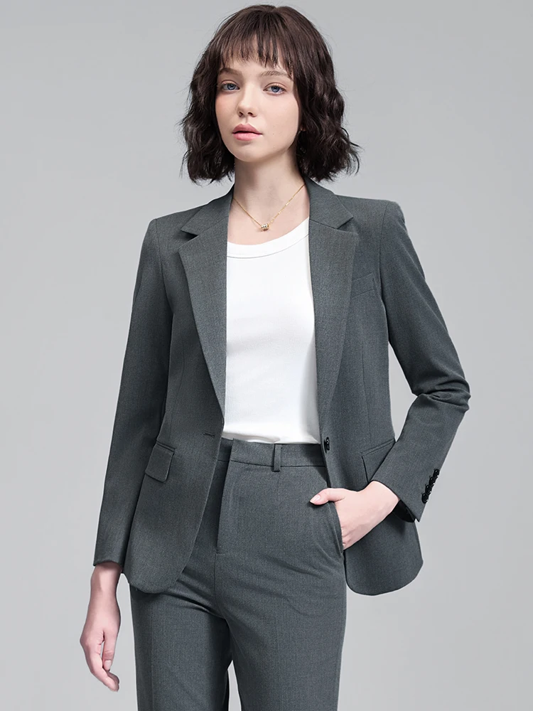Gray Suit Jacket Women's Professional Commute Interview Formal Hotel Manager Single Button Suit Set Autumn New Style Commute ...