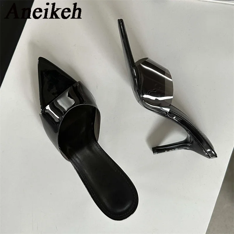 Aneikeh Spitzschuh-Hausschuhe, Sandalen, Party, dünne Absätze, Gelee-Schuhe, modische Slip-On-Sandalen, Schuhe für Damen, 2022, Sommer, flach