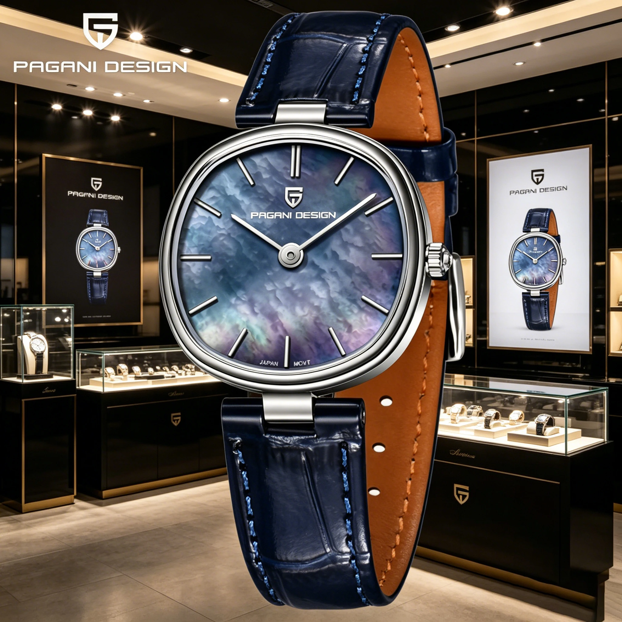 

PAGANI DESIGN Newest 32MM Quartz Watches Japan MIYOTA GL22 Movement PU Leather Strap Sapphire Waterproof reloj hombre