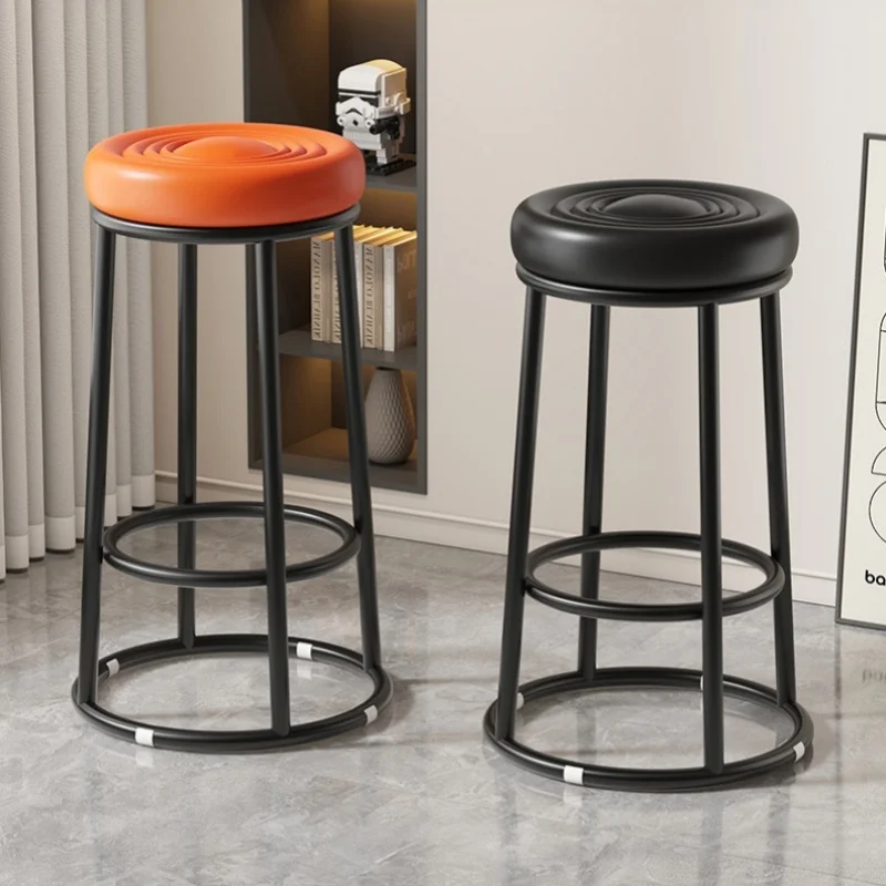 Bar Stool Stainless Steel Round Stool Cafe Front Desk Arcade Cashier Nordic Bar Stool Bar Chair Bar Stools for Kitchen Bar Stool