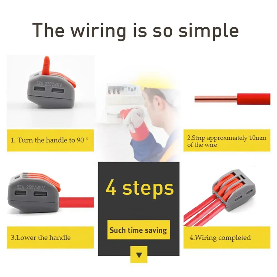 30/48 Pcs Fast Wiring Connector Push-in Terminal Block Universal Electrical Cage Household Combo Box