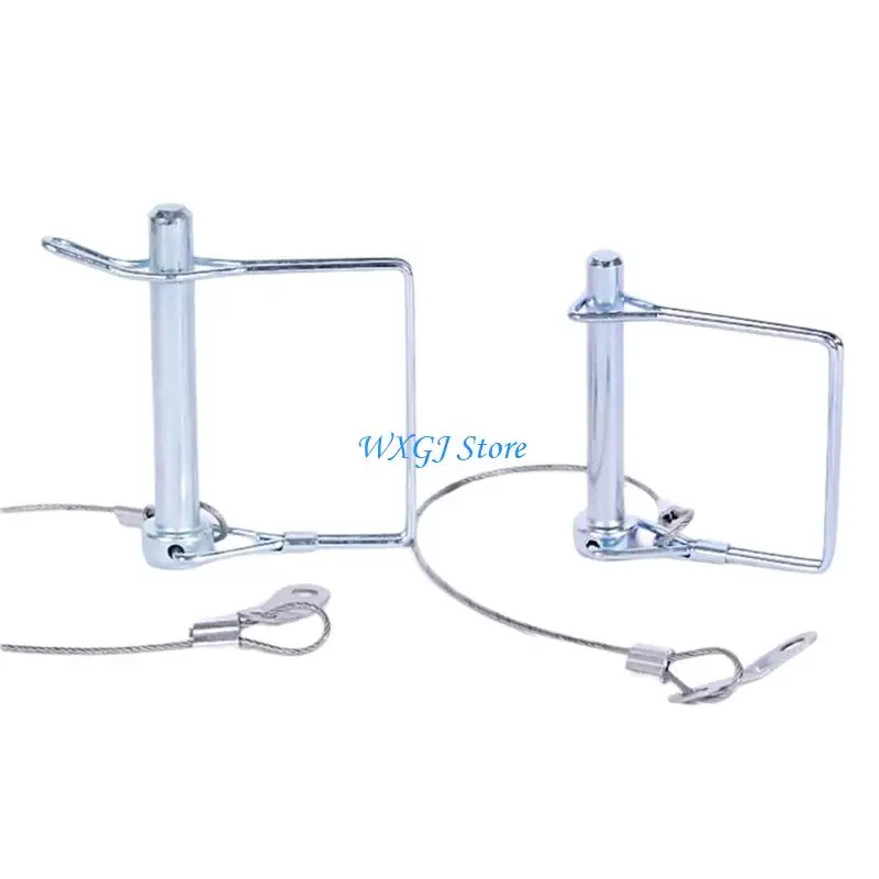 37JE Tow Pin Set with Retaining Wire Lanyards, Spring Clip Locking Design, 3 Piece Metal Hardware for Trailer Owners