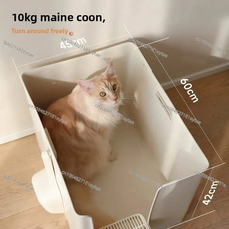 Modern Semi Enclosed Large Cat Litter Box Anti Splash Pet Toilet with Cover Stylish Litter Tray