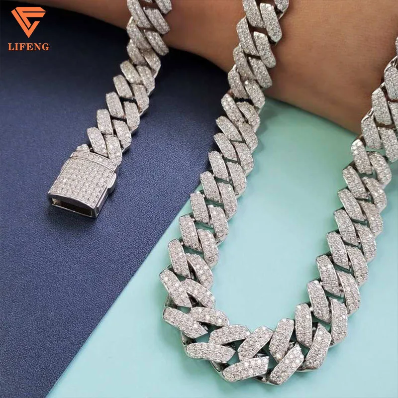 

Wholesale Factory Necklace Silver Plated Custom 925 Sterling Silver Cuban Chain 18mm Jewelry Moissanite Cuban Link Chain For Men