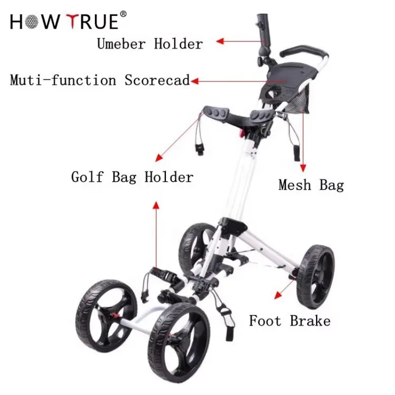 حار بيع في الهواء الطلق عربة قابلة للطي خفيفة الوزن الألومنيوم أربع عجلات عربة الغولف #2