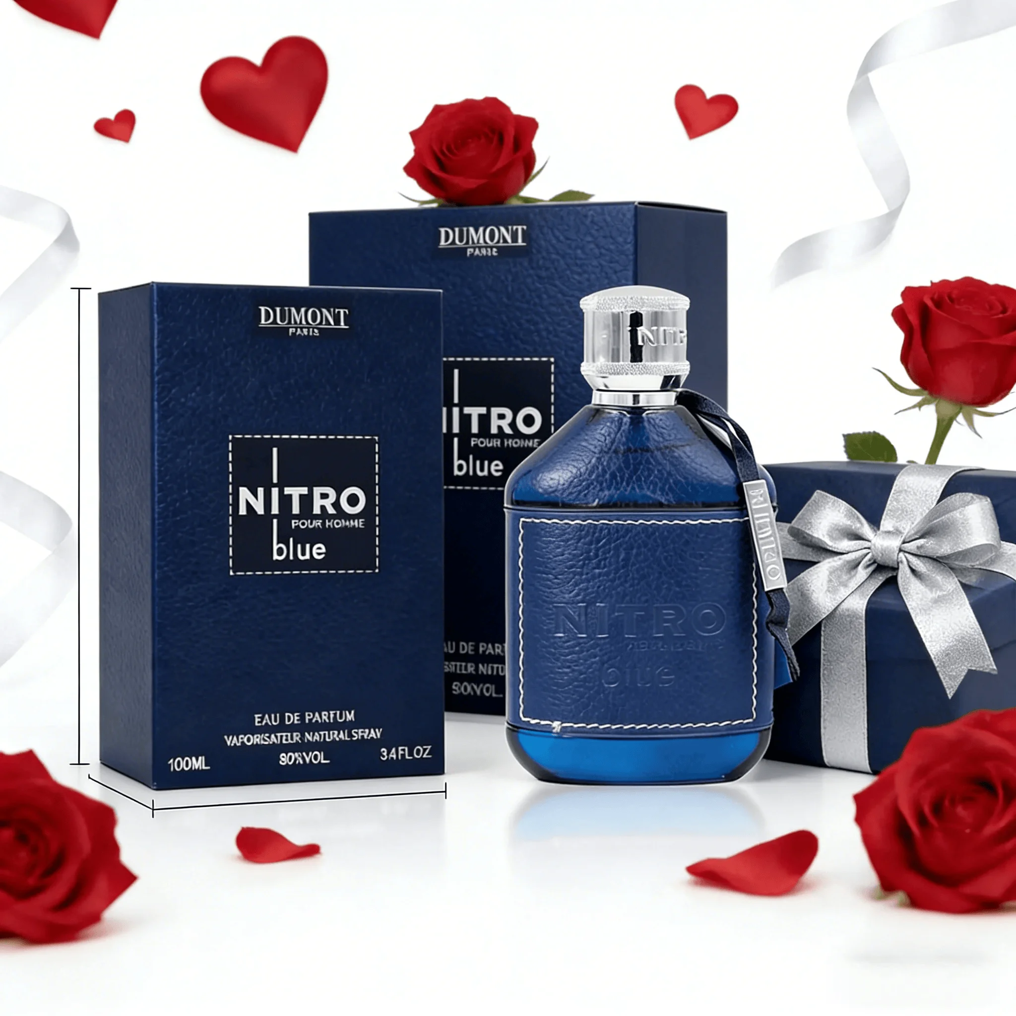 

Dumont Nitro Blue Eau De Parfum 3.4 Fl Oz, Uplifting Floral & Woody Fragrance, Premium Men's Light Eau De Toilette, Long Lasting