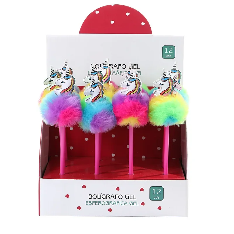 

24PCS Gel Pens Korean Version of Sweet Cute Girl Heart Unicorn Color Plush Student Creative Water-based Ballpoint Stationery