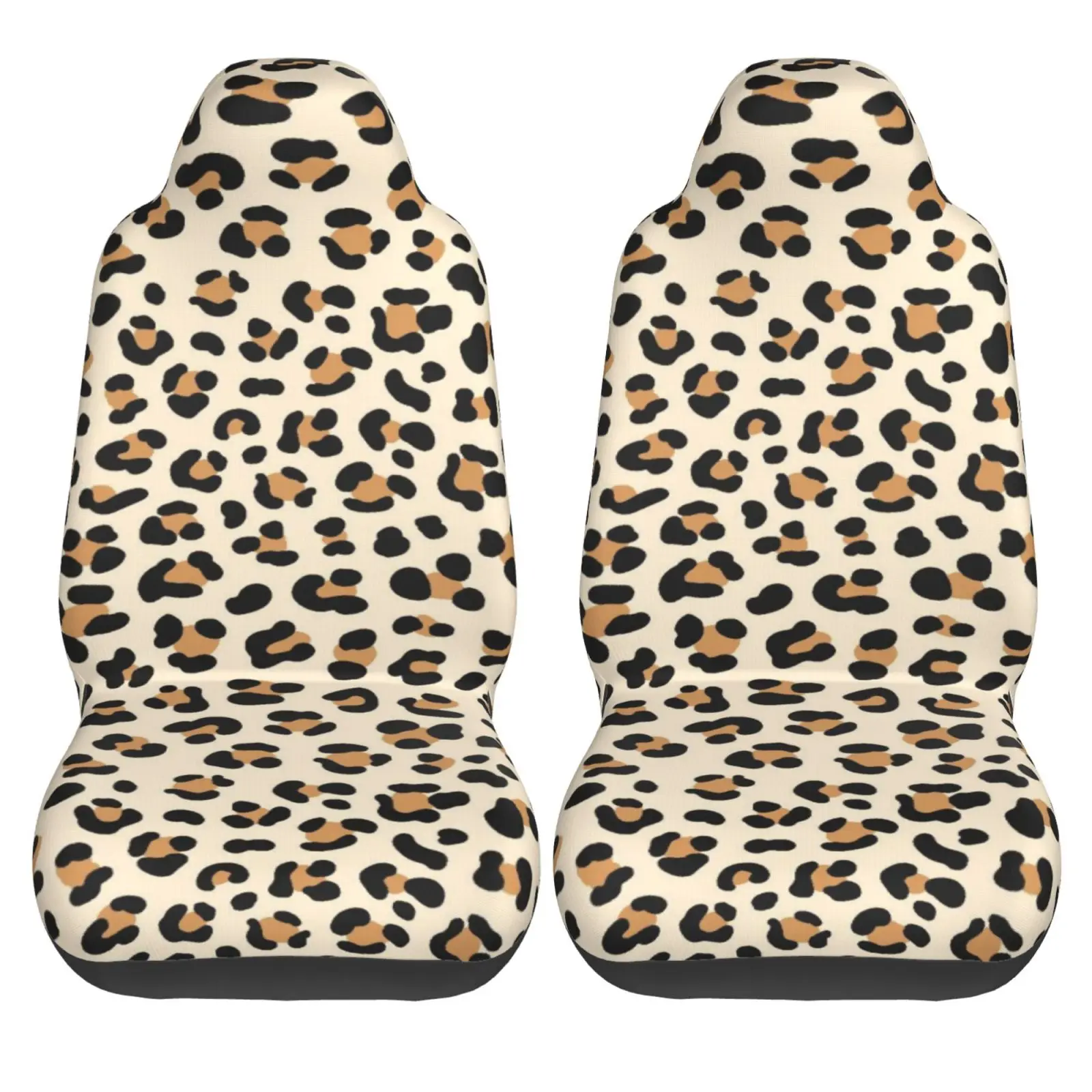 Abstract Cheetah Leopard Print Car Seat Covers Set 2 Pcs Elastic Auto Interior Car Accessories Protectors Non-Slip Auto Cove