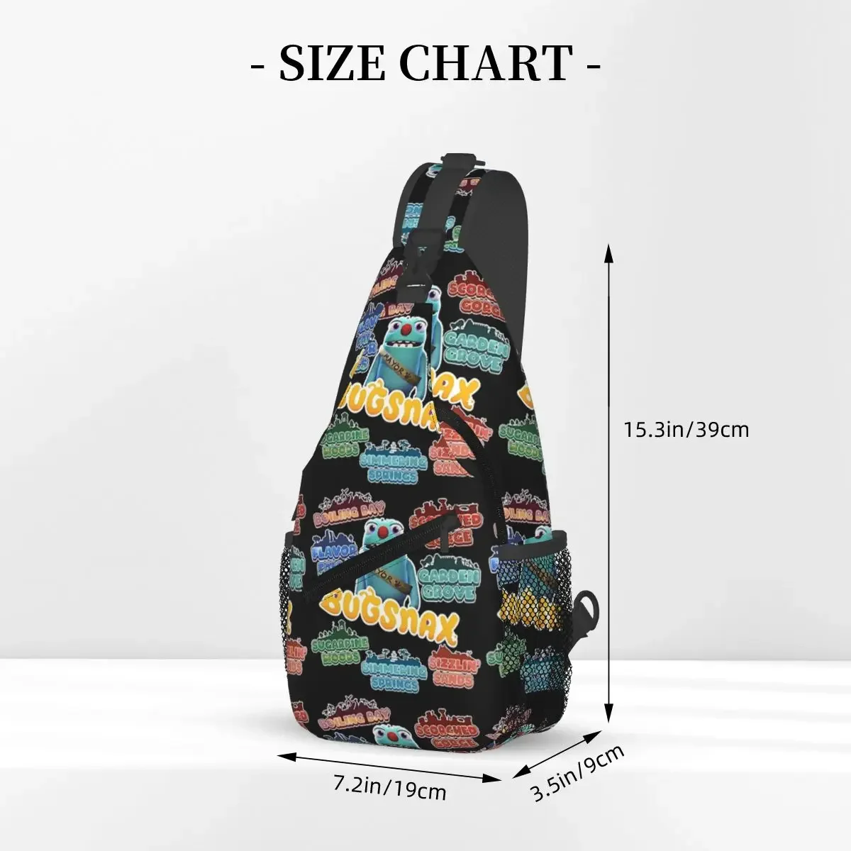 Bugsnax Locations Fan Art Pack Black Kinda Bug Sling Backpack Sling Bag Chest Bag Daypack Men Crossbody Backpack Shoulder Bag