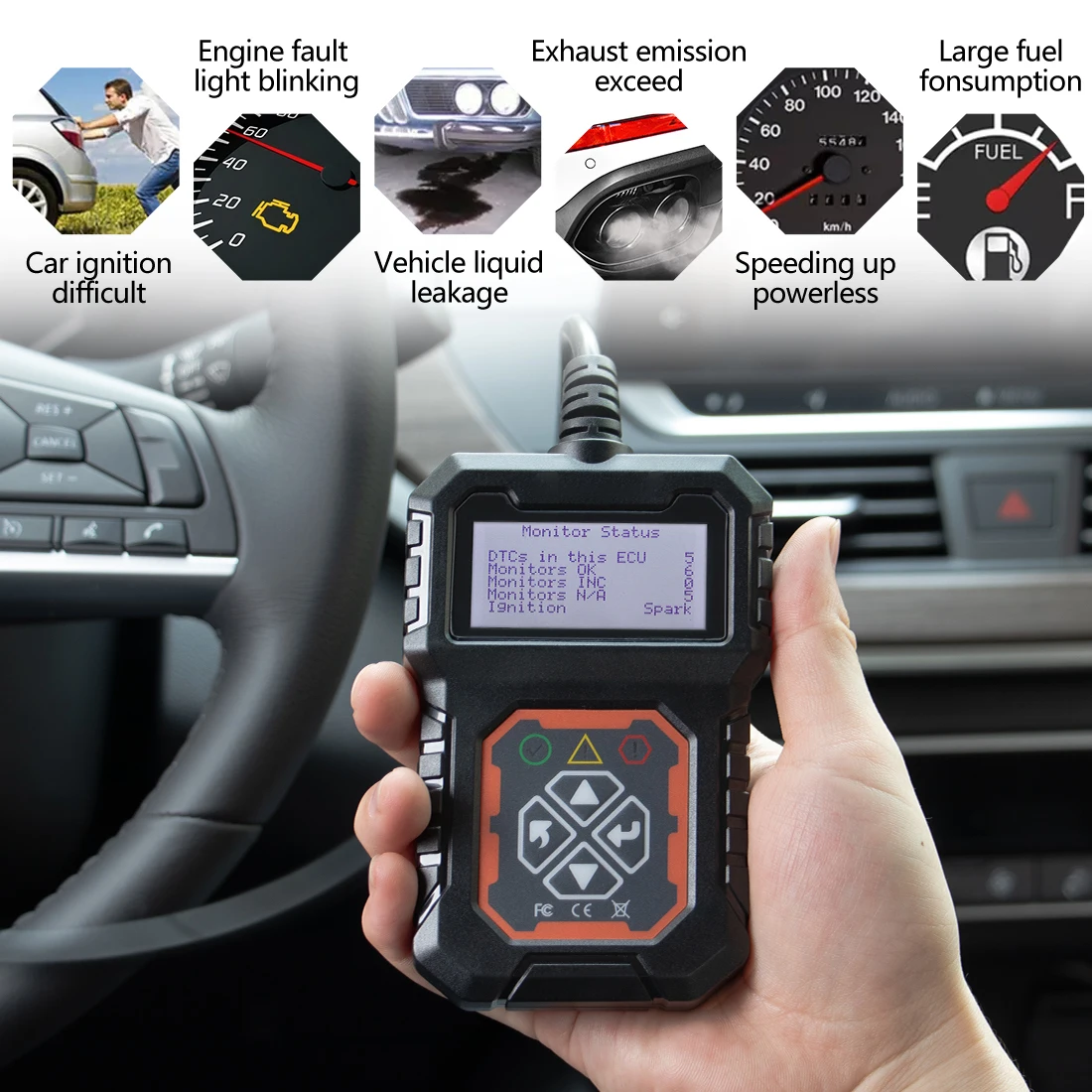 T31 OBDII/EOBD Auto Code Reader OBD2 Code Scanner Check Engine Fault Code Diagnostic Tool for Cars Since 1996