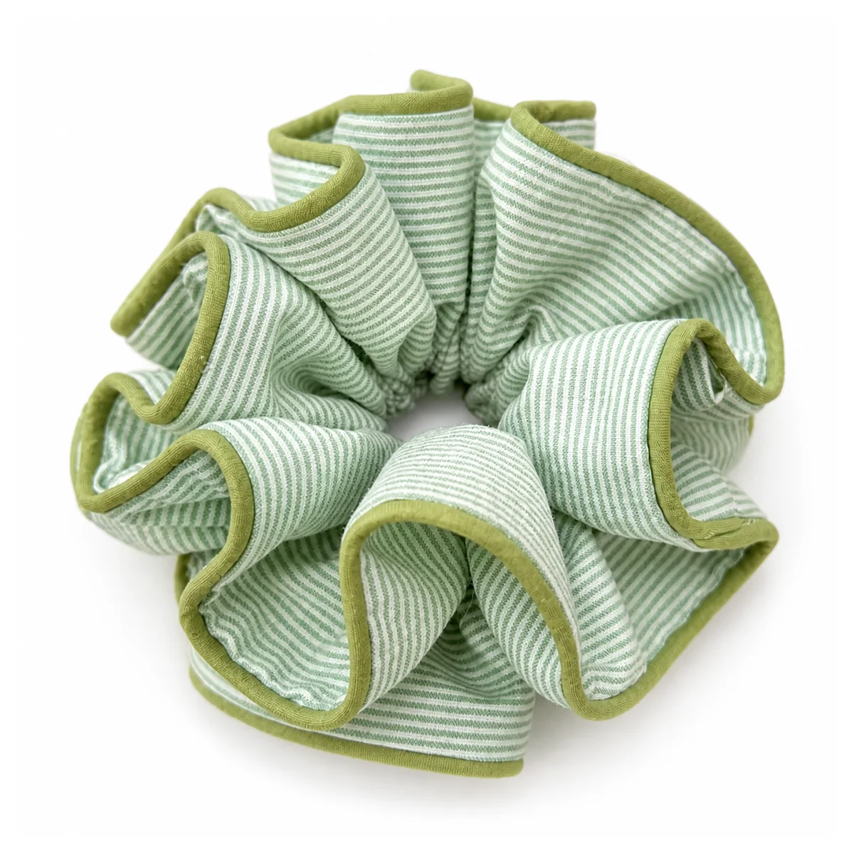 mint-pinstripe-ruffled-double-layer-hair-scrunchie-with-olive-edging